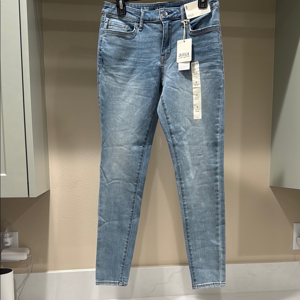 A.N.A Blue mid rise jegging Jeans with Stretch and Faded Details